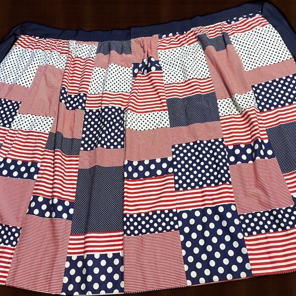 Vtg Mr HANK 70’s Patchwork Red White Blue Stripes Polka Dot Maxi Skirt OS - Picture 3 of 6